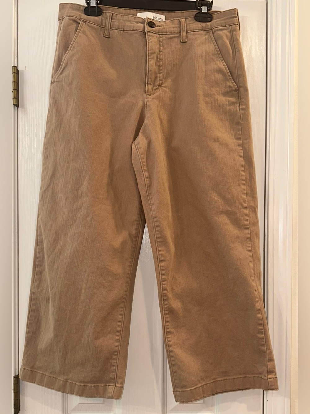 Ella Moss cropped wide leg stretch denim pants tan brown sz 12
